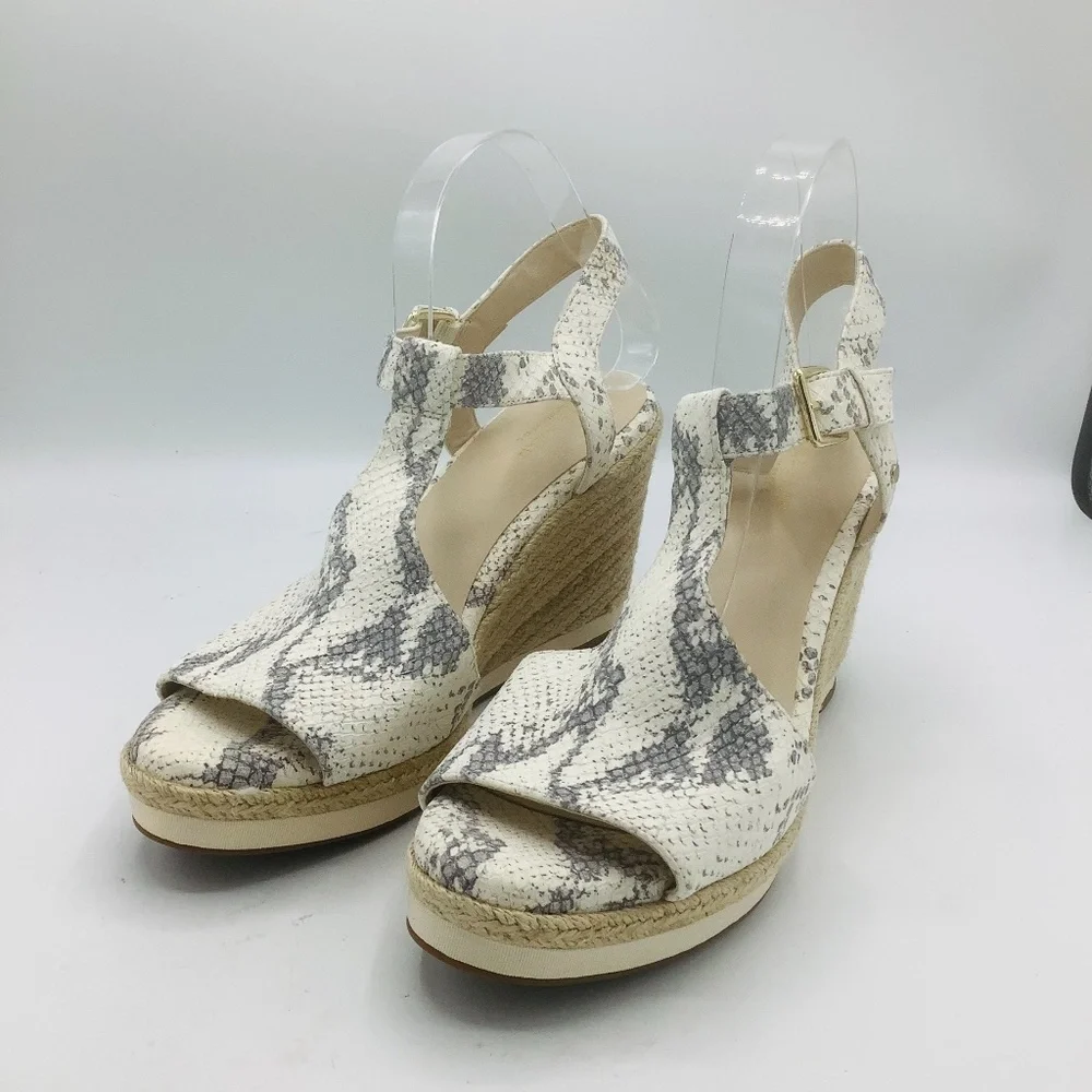 NEW Cole Haan Cloudfeel Embossed Leather Snakeskin Wedge Sandals‎